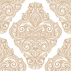 Golden damask vector seamless pattern, wallpaper. Elegant classic texture. Luxury ornament. Royal, Victorian, Baroque elements. Great for fabric and textile, wallpaper, or any desired idea.