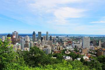 Fototapeta na wymiar View of the City of Montreal, Quebec, Canada, from Mount Royal