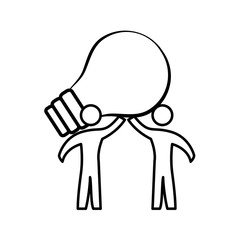 teamwork with bulb light idea