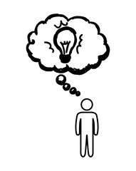 human figure with bulb silhouette icon