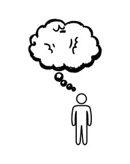 human figure silhouette with speech bubble