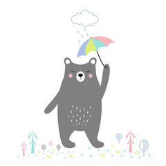 cute bear with umbrella