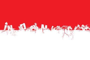 Illustration idea for earthquake and tsunami devastating Indonesia.
