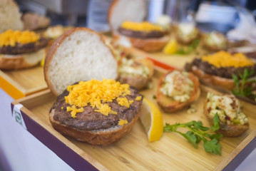 Tasty and delicious hamburger. Once branded as an American junk food and fast food, now consider as a delicacy and gourmet food. Many are made from quality beef. Healthy eating and eat well concept.
