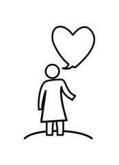 woman figure silhouette with heart