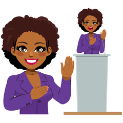 Female Afro American politician making a oath promise