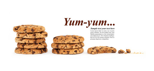 Multiple stacks of cookies underneath sample text