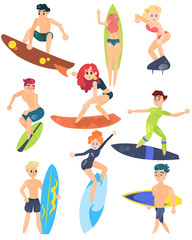 Summer sports of active modern young people windsurfing, surfing.