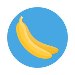 Banana flat icon isolated on blue background. Simple Banana symbol in flat style, fruits vector illustration for web and mobile design.