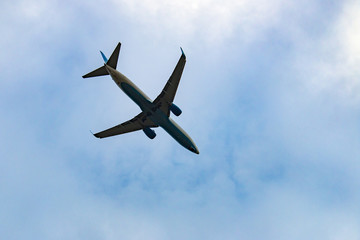 airplane in the blue sky