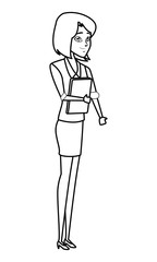 Executive businesswoman cartoon in black and white