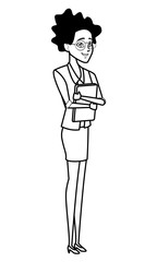 Executive businesswoman cartoon in black and white