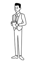 Executive businessman cartoon in black and white