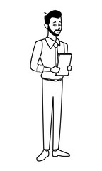 Executive businessman cartoon in black and white
