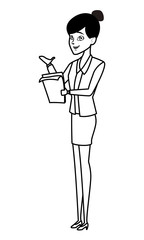 Executive businesswoman cartoon in black and white
