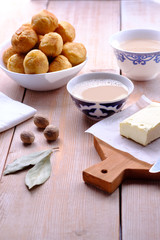 Asian traditional dish. Mongolian, Kalmyk, Buryat, Tibetan, Tuvan tea. Tea with milk, salt, butter, nutmeg, Bay leaf, black pepper. Cuisine of nomadic peoples.