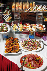 Variety of arranged party finger food - cold buffet