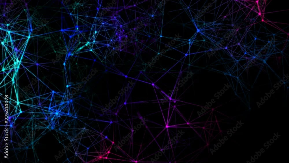Poster work of the network. work of neurons. pulsation of color signals in a dynamic structure. abstract ba