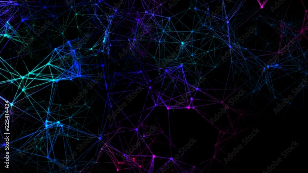 Poster network operation. slow speed. work of neurons. ripple of colored signals in a dynamic structure. ab