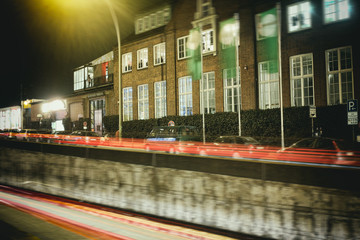 Hamburg City Time Exposure Night Laser Cars