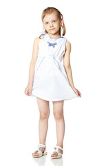 The little girl is full-length.