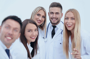 closeup.Portrait of a doctor and medical team