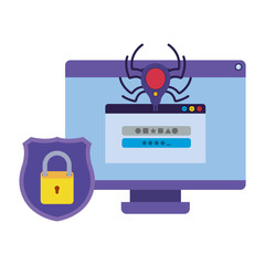 Fototapeta premium Computer virus scan avatar character