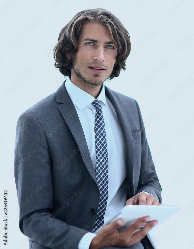 Wall mural portrait of businessman with digital tablet