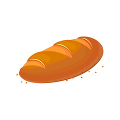 White bread, loaf icon, vector illustration isolated on a white background. Bakery product in cartoon style.