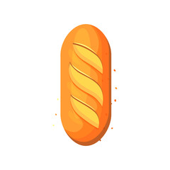 White bread, loaf icon, vector illustration isolated on a white background. Bakery product in cartoon style. Top view