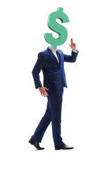 Businessman with dollar sign instead of head