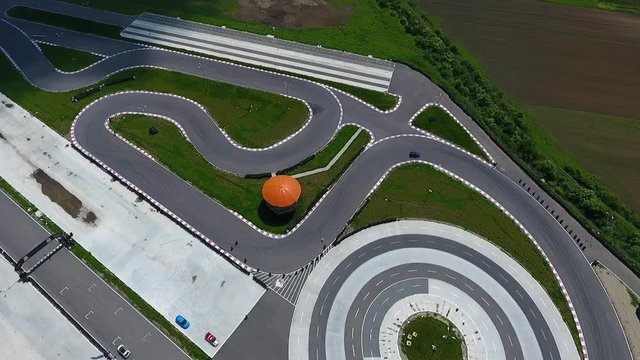 Descending shot of the Titi Aur Racetrack in Romania.
