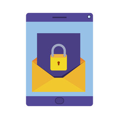 screen alarm message with padlock on isolated icon