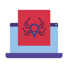 laptop screen with window and spider isolated icons