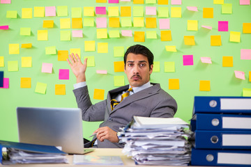 Businessman having trouble with his priorities