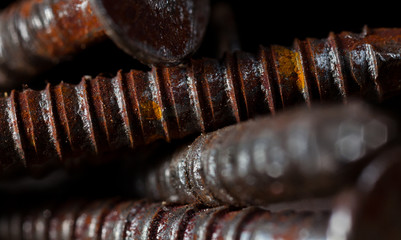 Macro image of rusty screws