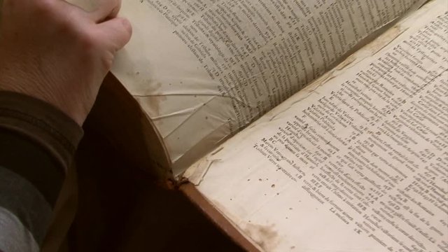 Old book restauration bookworm