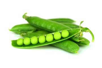 Isolated Fresh In-Shell Peas.