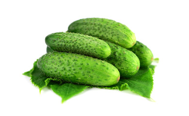 Isolated Gherkin Cucumbers.
