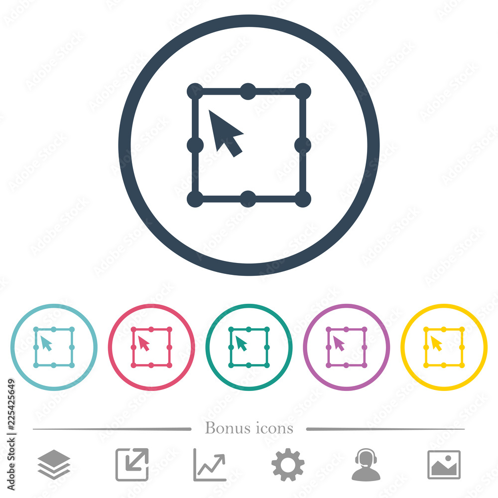 Aufkleber free transform object flat color icons in round outlines