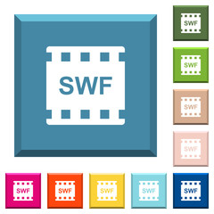 SWF movie format white icons on edged square buttons