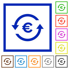 Euro pay back flat framed icons