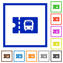 Public transport discount coupon flat framed icons