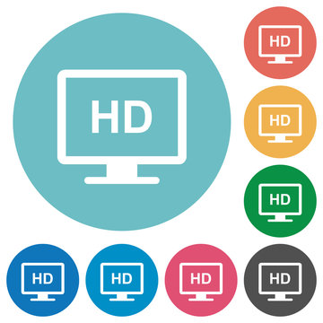 HD display flat round icons
