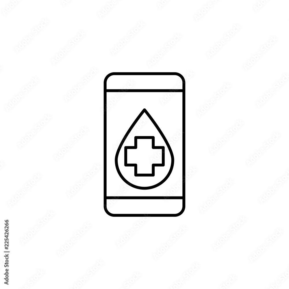 Poster phone healthcare icon. element of blood donation for mobile concept and web apps illustration. thin 