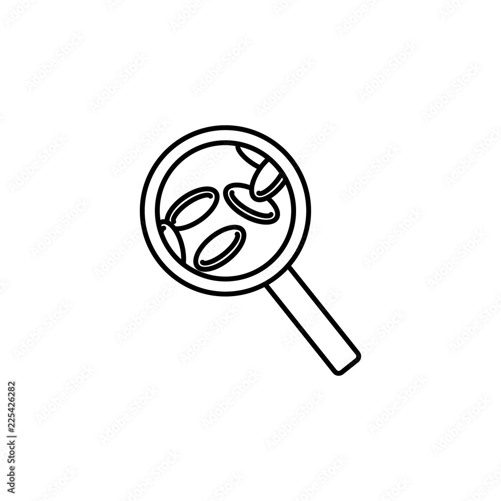 Poster magnifier pills icon. element of blood donation for mobile concept and web apps illustration. thin l