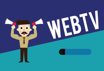 Writing note showing Webtv. Business photo showcasing Internet transmission programs produced both online and traditional.