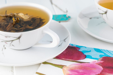 Blooming organic green tea.