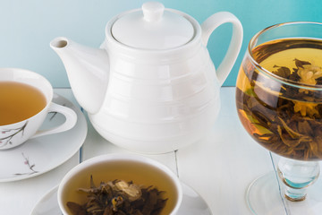 Blooming organic green tea.