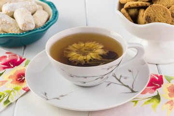 Blooming organic green tea.